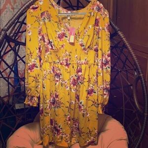 yellow floral midi dress